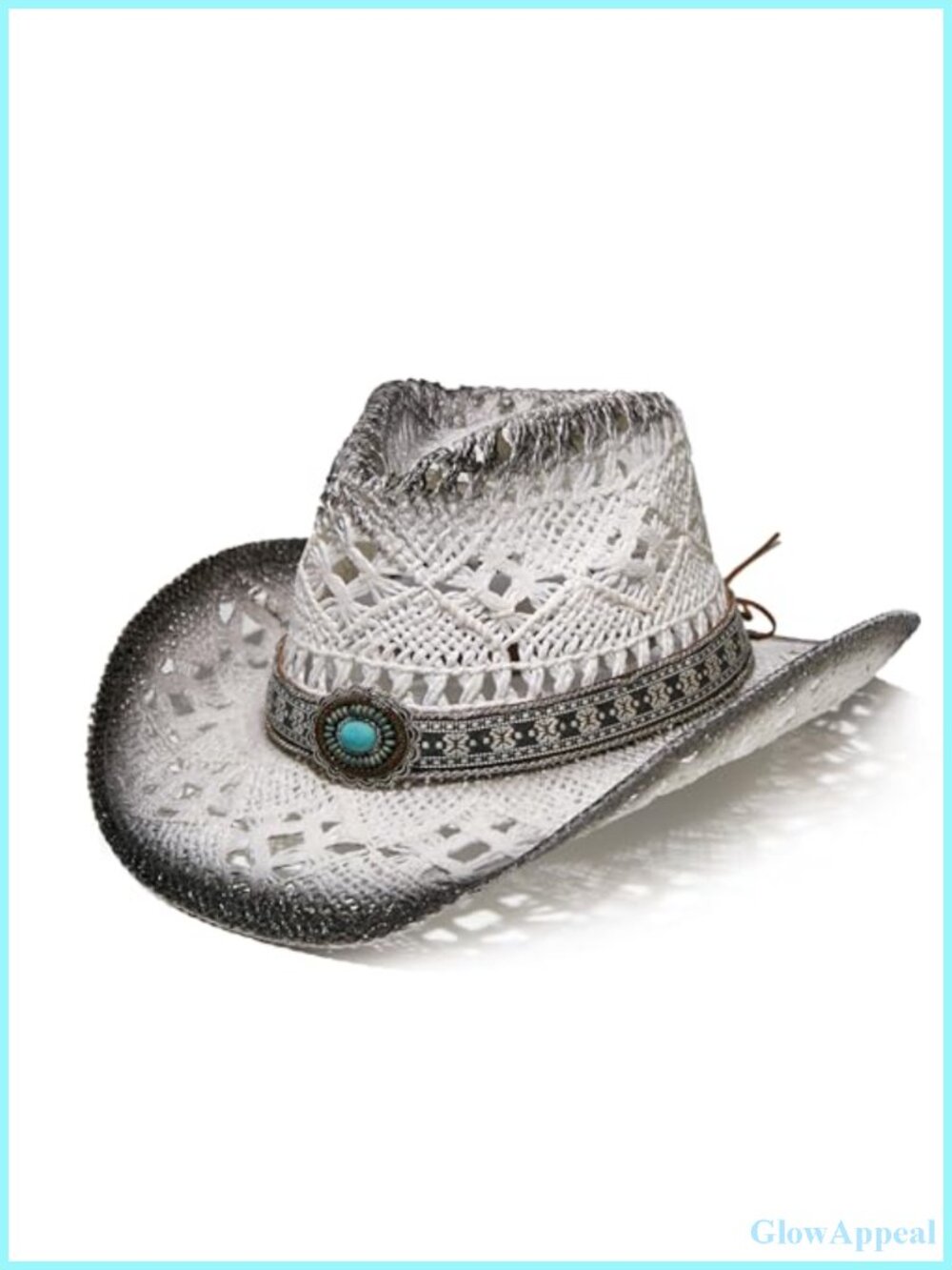 Western Straw Cowboy Cowgirl Hat with Decorative Bands Unisex Wide Brim Raffia